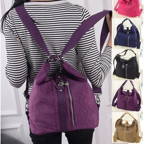 Women Backpack Messenger Bag Handbag Elegant Simple Storage Pocket Outdoor Sports Nylon Bag Wallet Earphone Hole Pack Wholesale