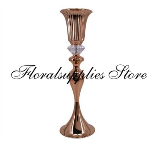 57CM Gold Tabletop Vase Metal Wedding Flower Vase Table Centerpiece For Mariage Metal Flowers Vases For Wedding Decoration