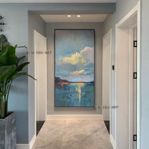 100% Handmade Abstract Oil Painting Seascape Minimalist Wall Art On Canvas Modern For Living Room Bedroom