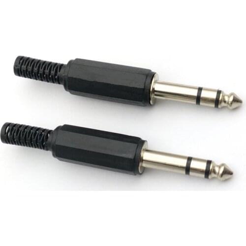 100pcs 6.35 mm (1/4 in) Jack Male Stereo Jack Audio Plug Connector soldering