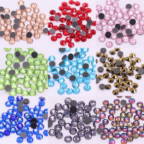 1440p ss16 4mm color Flatback Iron On Hot fix crystal glass Rhinestone hotfix rhinestone For Nail Art Sewing & Fabric Decoration