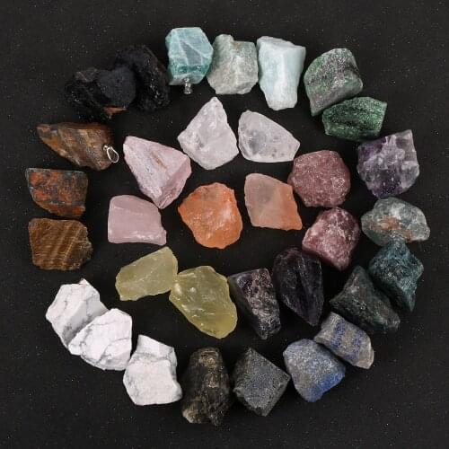 15 Style Original Irregular Natural Crystal Fluorite Apatite Tourmaline Tiger Eye Stone Pendants For Jewlery Making Necklace DIY