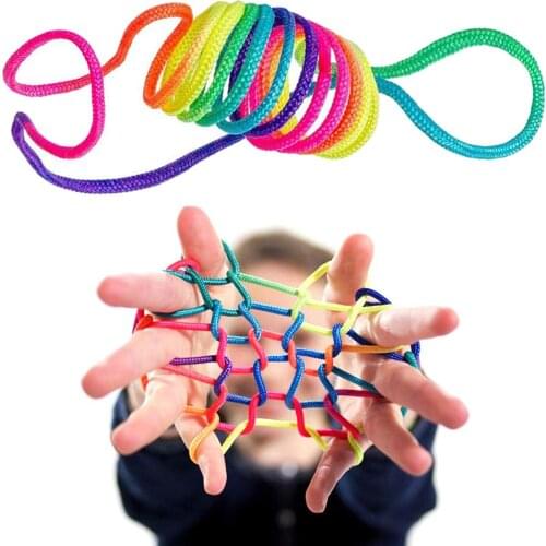 2/5Pcs Rainbow Rope Kids Toys Finger Rope Game Thread Toy Puzzle Creates Various Figures Board Game Team Interaction Game