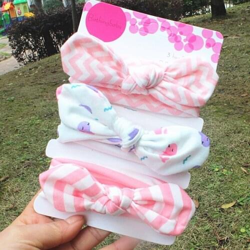 2021 Fashion Flower Cartoon Cute Bow Elastic Headbands Stripe/Dot/Print Toddler Turban Baby Headband Set Hair Accessories