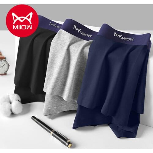 MiiOW Underwear Mens Flat Angle Pure Cotton Antibacterial Autumn Winter Loose Breathable Personality High-end Trend Boxer Pants