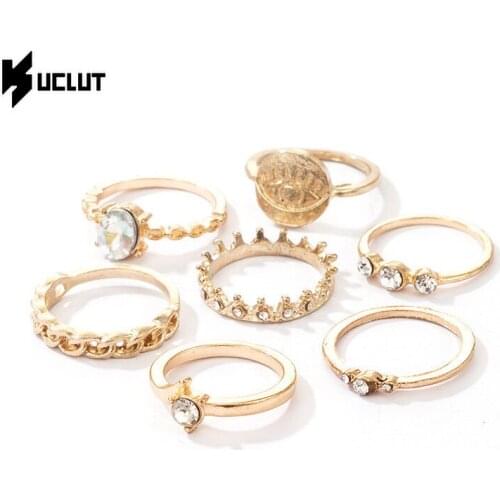 5/6/7PCS Ring Jewelry Fashion Micro-rhinestone Palm Moon Serpentine Ring Set