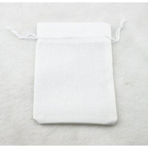 10x14cm White Burlap linen jute bag drawstring necklace jewelry package bag gift bag Wedding packaging bag