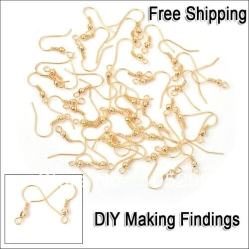 Free Shipping 200PCS A Lot Wholesale Making Jewelry Findings 18K Yellow Gold color Hook DIY Jewelry Design Ear Wire Nice