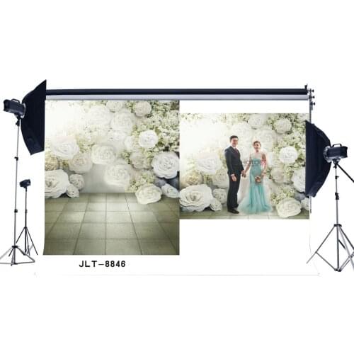 Photography Backdrops Fancy Blooming Flowers & Flower Vine Marble Floor Seamless Newborn Baby Background