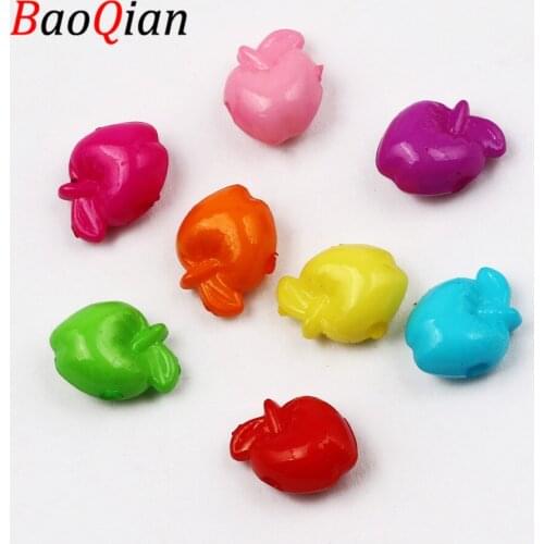 50pcs Mixed Color Acrylic Beads 11x9mm Apple Spacer Beads For Jewelry Making Diy Charm Necklace Bracelet Beaded Accessories