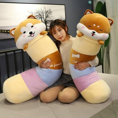 60-120cm Cute Animal Long Pillow Rainbow Shiba Inu Plush Toys Room Decoration Stuffed Cushion Dog Dolls Kid Children Gift