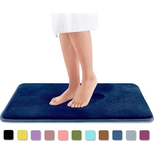 Home Bath Mat Non-slip Bathroom Carpet Soft Coral Fleece Memory Foam Rug Mat Kitchen Toilet Floor Decor Washable 8 colors