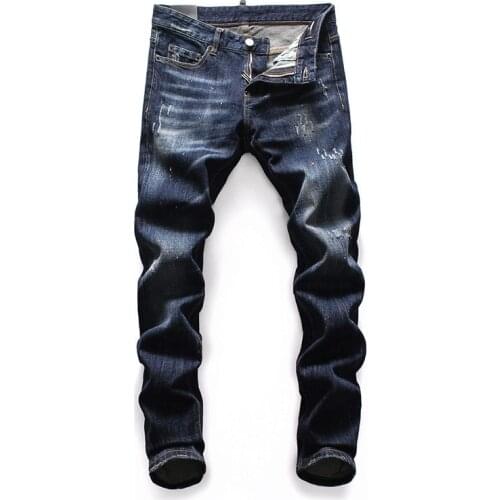 Hot brand italy Style Moto & Biker Street High Quality Denim Jeans Men Casual Denim Trousers Streetwear Skinny Jeans Hole 28-38