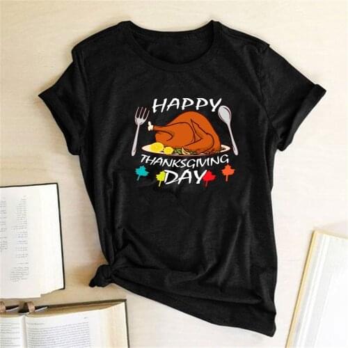 Happy Thanksgiving Day Printed T-shirts Women Summer 2020 Graphic Tees Aesthetic T Shirt Casual Harajuku Tops for Teens