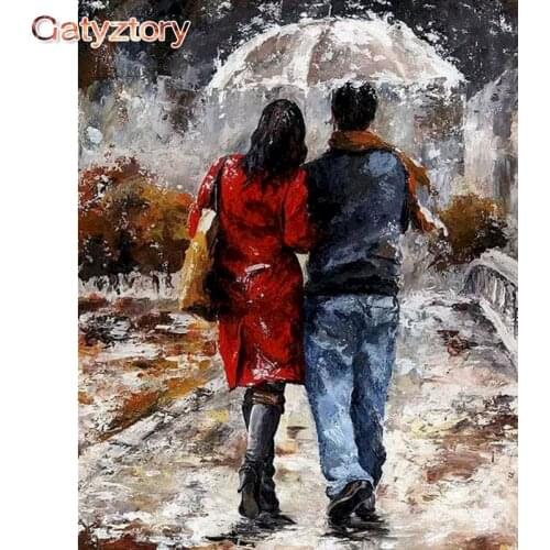 GATYZTORY DIY Painting by numbers Lovers cover umbrellas paint by numbers for children photo frames for picture wall art canvas
