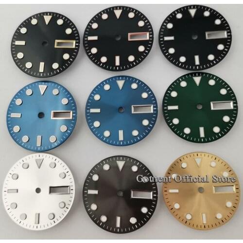 Goutent 29mm NH36 NH36A Green Luminous Sterile Watch Dial Automatic Movement Watch Parts