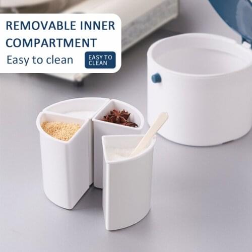 Grid Seasoning Box with Spoon Kitchen Supplies Dust-proof Moisture-proof Multi Compartments Kitchen Storage Spice Box