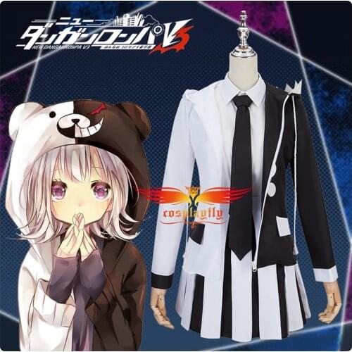 Anime Danganronpa V3 Killing Harmony Monokuma Cosplay Costume Adult Woman XS-XL Black White JK Uniform Skirt Hoodies Halloween