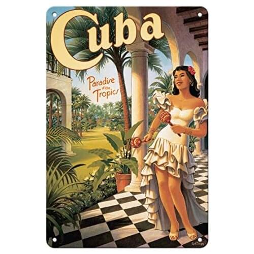 Cuba - Paradise of The Tropics by Kerne Erickson Metal Tin Sign
