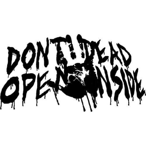 Volkrays Fashion Car Sticker Dont Open Dead Inside Walking Dead Bloody Hand Accessories Vinyl Decal Black/Silver,9cm*19cm