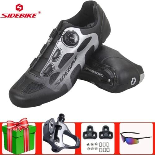 SIDEBIKE Road Cycling Shoes Carbon Fiber Men With Pedals Glasses Ultralight 430g Racing Professional Bicycle Sneakers Women
