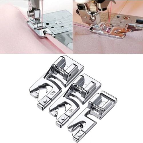 1/3Pcs Presser Foot Set Household Sewing Tools Narrow Rolled Hem Sewing Machine Embroidery Hoop 3mm 4mm 6mm Sewing Accessories