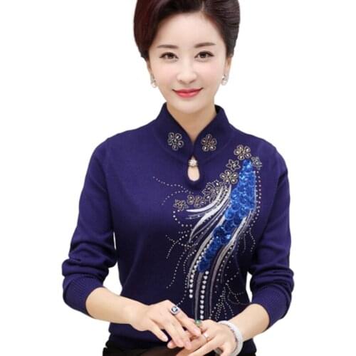 New Spring Autumn Women Knitted Sweater Pullovers 2019 New Fashion Beading Jumper Casual Warm Female Sweater Lady Elegant M461