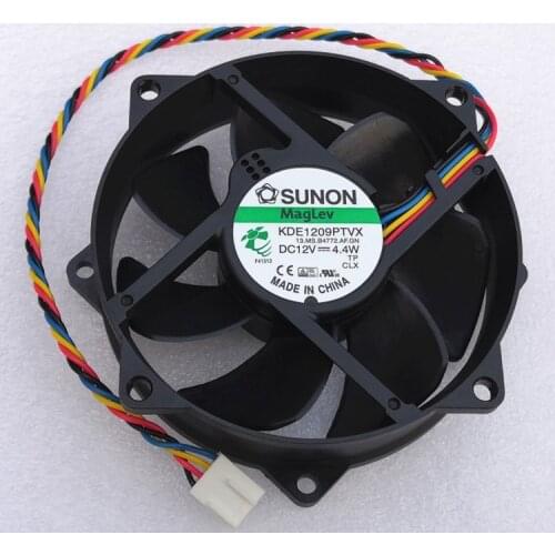 New KDE1209PTVX For Sunon 9CM 9025 Fan DC 12V 4.4W Circular Magnetic 4-Wire cpu cooler fan