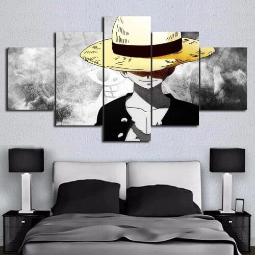 One Piece HD Prints Picture Canvas Painting Wall Art 5 Pieces Luffy Anime Poster Living Room Home Decor Modular Mural Cudros