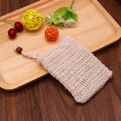 Soap Bag Mesh Pouch Exfoliating For Bathroom Cotton Linen Soaps Saver Suitable For Bath Foaming Soap Saver Bag 9*14.5cm LX2567