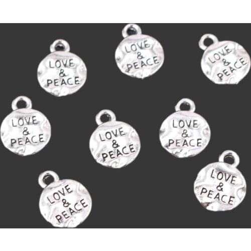 30pcs Silver Plated Love & Peace Mini Tags Pendants Retro Bracelet Necklace Metal Accessories DIY Charms Jewelry Crafts Making
