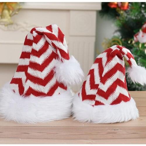 1pc Christmas Hat for Kids Adults Warm Plush Hat Wear Resistant Fabric Merry Christmas Hat Adults gorros de navidad Xmas Gift