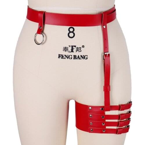 Sexy Women Single Leg Bondage Straps Leather Body Harness Belt Gothic Lingerie Garter Suspenders Belts Exotic Club Costumes