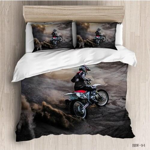 Motorcycle printed bedding set luxury bed linen kids duvet cover set with pillowcase Motocross bed sets comforter set