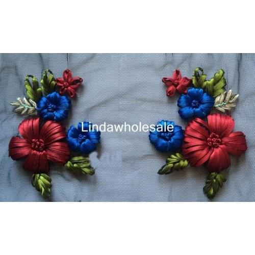 Ribbon embroidery cloth patch,dress skirt decorations accessories clothing accessories,1 pair/lot