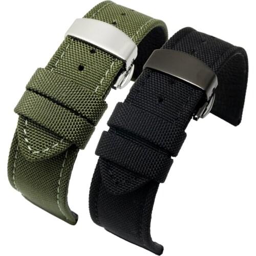 Canvas Leather Bottom Watch Band Replacement For Tissot For Seiko Nylon Strap For TIMEX Watch accessories 18mm 20mm 21mm 23mm