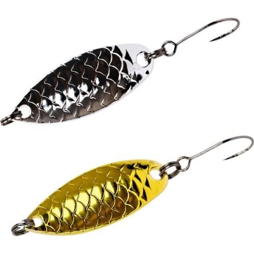 TSURINOYA 4pcs/lot Metal Spoon Fishing Lure 2.6g Gold Silvery Spinners Baits Long Casting Design Single Hook Metal Bait Wobblers