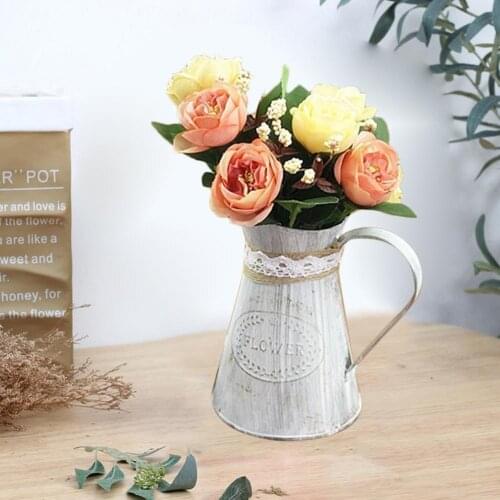 Vintage Bucket Flower Pot Iron Home Retro Flower Vase Garden Plant Flowerpot Succulent Decor Planting Display Stand For Home