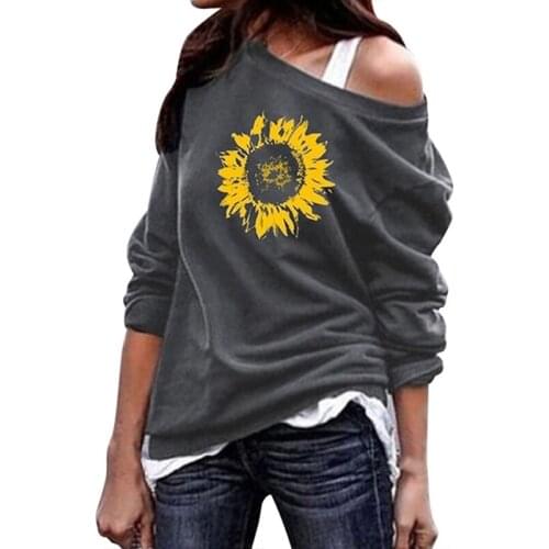 Plus Size Autumn Women Hoodies Fashion Sunflower Print Casual Loose Sweatshirt 2021 Simple Female Pullover Sweatshirt Hoodies