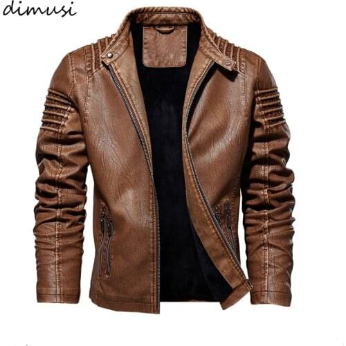 DIMUSI Winter Mens Jackets Casual Vintage PU Leather Jackets Man Slim Fit Motorcycle Jackets Biker Leather Jackets Clothing 5XL