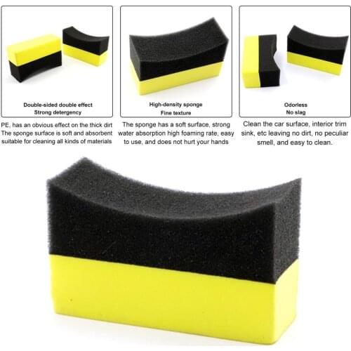 2Pcs Tire Contour Dressing Applicator Pads 9.5cm*6cm*3.7cm Gloss Shine Color Polishing Sponge Wax Car tires Washing Tool