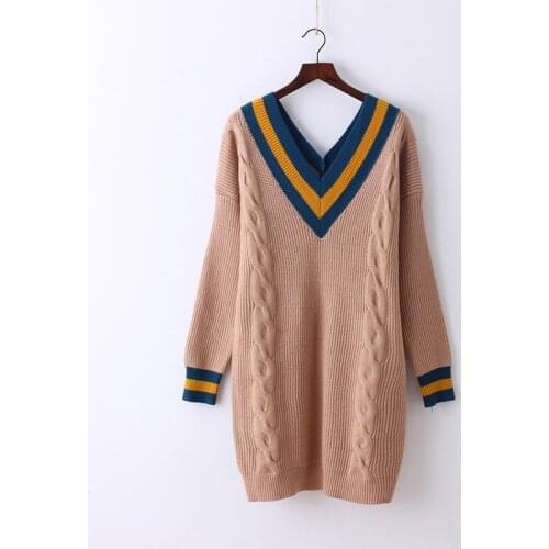 2018 Women Sweaters And Pullovers Korean Autumn And Dress New Pattern V Long Sleeve Pullover Fund Sweater Woman Loose Coat Tide