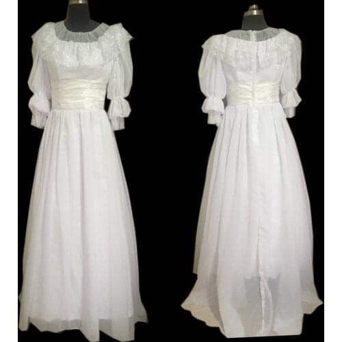 2019 New white chiffon Halloween Cosplay dress Colonial Georgian Renaissance Gothic Historical dress D-301