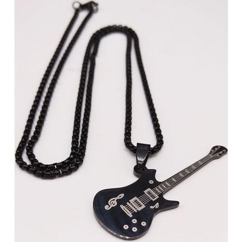 2021 Fashion Music Bass Stainless Steel Necklace for Women Black Color Long Necklaces jewelry collares mujer N18994