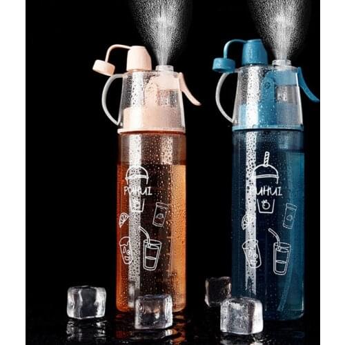 400ml Mist Spray Water Cup with Straw Portable Sports Gym Bottle Cooling Cups