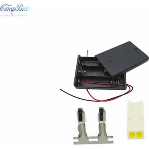 50Pcs 3xAA Battery Case Holder Socket Wire Junction Boxes With Wires, Switch&Cover, KF2510 Header and Crimps