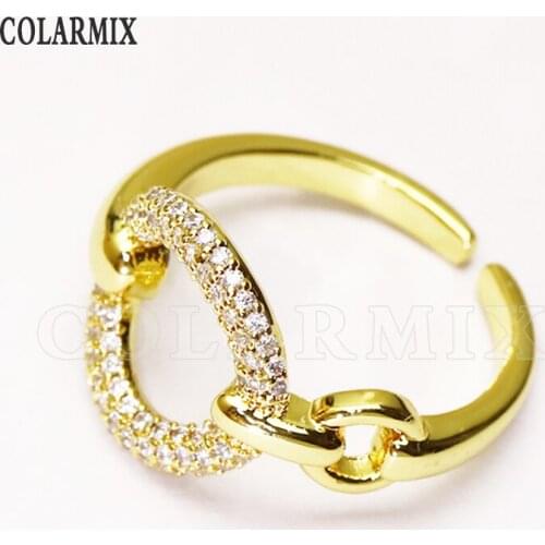 8 piece Zircon circle rings Open Zircon jewelry Fashion jewelry rings Gold color rings Gift for women jewelry Gift 51325