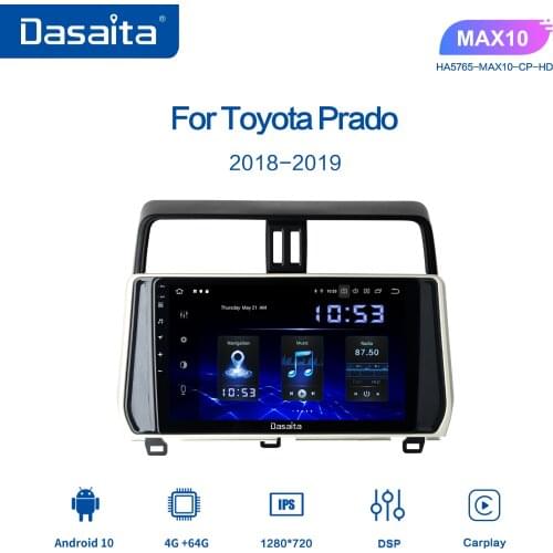 Dasaita Car Radio DSP Android 10.0 for Toyota New Prado Navigation 2018 Autoradio GPS 10.2" IPS Multi Touch Screen MAX10