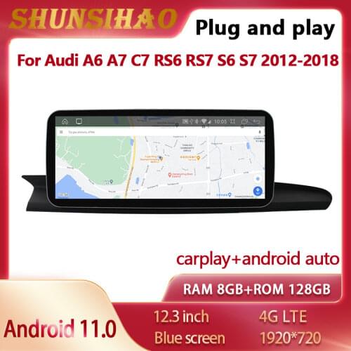 ShunSihao Qualcomm car radio Blu ray For A6 A7 C7 RS6 S6 S7 2012-2018 headunit multimedia carplay GPS navi android all in one