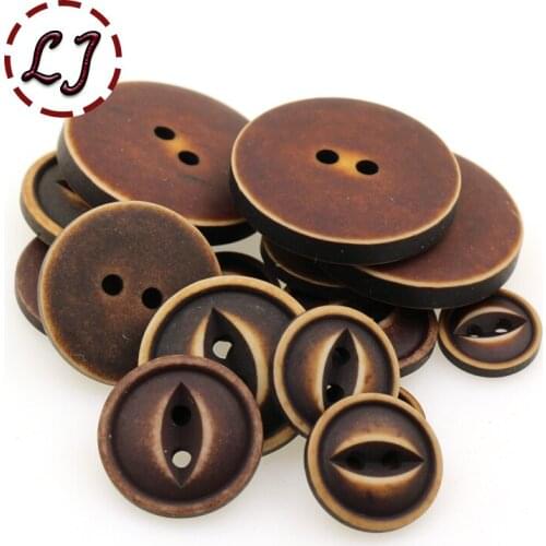 Free shipping 30PCS/LOT coffee 2-Holes round Button resin button plastic cloth Fisheye buttons sewing accessory scrapbooking